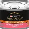Purina Pro Plan Complete Essentials Salmon and Brown Rice Pate Entrée Canned Cat Food - 5.5 Oz - Case of 24