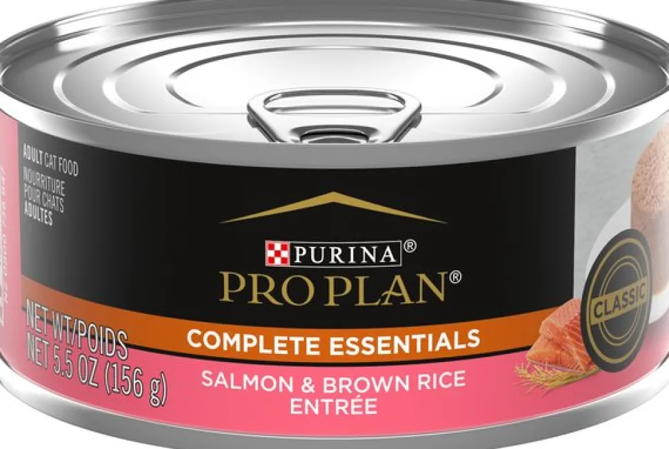 Purina Pro Plan Complete Essentials Salmon and Brown Rice Pate Entrée Canned Cat Food - 5.5 Oz - Case of 24