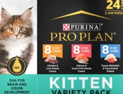 Purina Pro Plan Development Chicken Liver Salmon Tuna Oceanfish and Whitefish Entrée Kitten Canned Cat Food - Variety Pack - 3 Oz - 24 Count