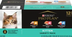 Purina Pro Plan Development Chicken Liver Salmon Tuna Oceanfish and Whitefish Entrée Kitten Canned Cat Food - Variety Pack - 3 Oz - Case of 12 - 2 Pack