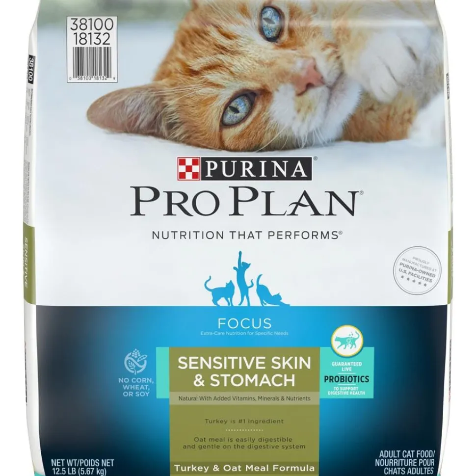 Purina Pro Plan Focus Probiotics Sensitive Skin & Stomach Turkey & Oat Meal Natural Dry Cat Food