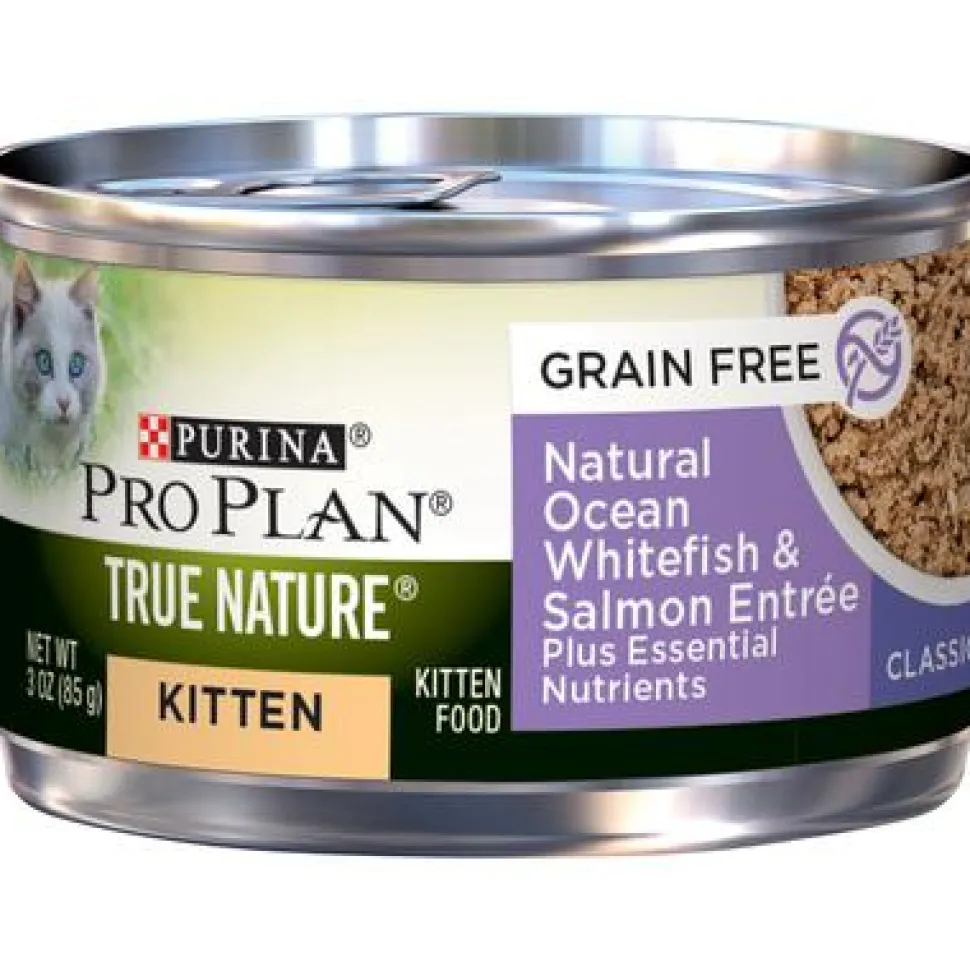 Purina Pro Plan Grain-Free Classic Ocean Whitefish and Salmon Kitten Formula Canned Cat Food - 3 Oz - Case of 24