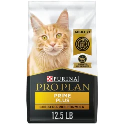 Purina Pro Plan Prime Plus Chicken and Rice 7+ Senior Adult Dry Cat Food - 12.5 Lbs - Case of 4