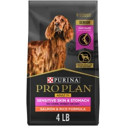 Purina Pro Plan Sensitive Skin and Stomach Salmon and Rice 7+ Senior Adult Dry Dog Food - 4 Lbs - Case of 6 Bags