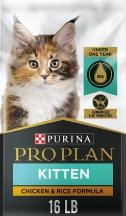 Purina Pro Plan Shredded Blend Chicken and Rice Kitten Formula Dry Cat Food - 16 Lbs