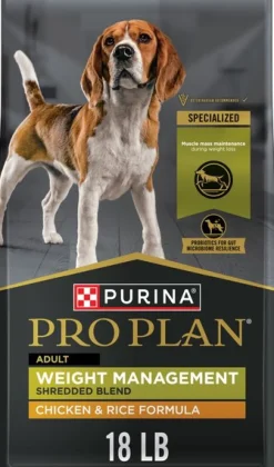 Purina Pro Plan Weight Management Shredded Blend Chicken and Rice Adult Dry Dog Food - 18 Lbs