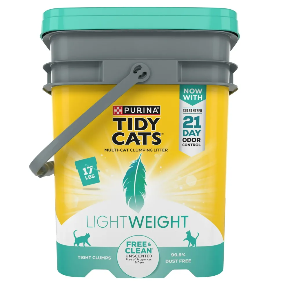 Purina Tidy Cats Lightweight Free and Clean Unscented with Odor Absorbing Charcoal Clay Multi-Cat Litter - 17 Lbs
