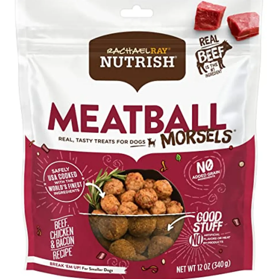 Rachael Ray Nutrish Meatball Morsals Grain-Free Beef Chicken and Bacon Soft and Chewy Dog Treats - 5 Oz