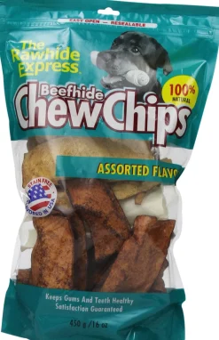 Rawhide Express Beefhide Chew Chips Assorted Flavor Natural Dog Chews - 1 Lb