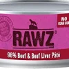 Rawz 96% Beef & Liver Pate Canned Cat Food - 5.5 oz - Case of 24