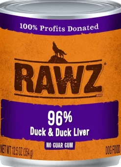 Rawz 96% Duck & Duck Liver Pate Canned Dog Food - 12.5 oz - Case of 12