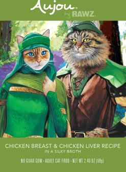 Rawz Aujou Chicken Breast & Chicken Liver Pouch Shredded Wet Cat Food - 2.46 oz - Case of 8