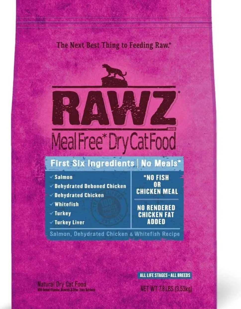 Rawz Meal-Free Salmon, Chicken & Whitefish Dry Cat Food - 7.8 lb Bag