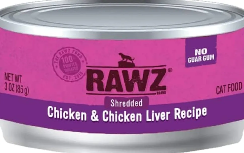 Rawz Shredded Chicken & Chicken Liver Canned Cat Food - 3 oz - Case of 18