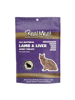 Real Meat Company Grain-Free Lamb and Liver Cat Jerky Treats - 3 Oz