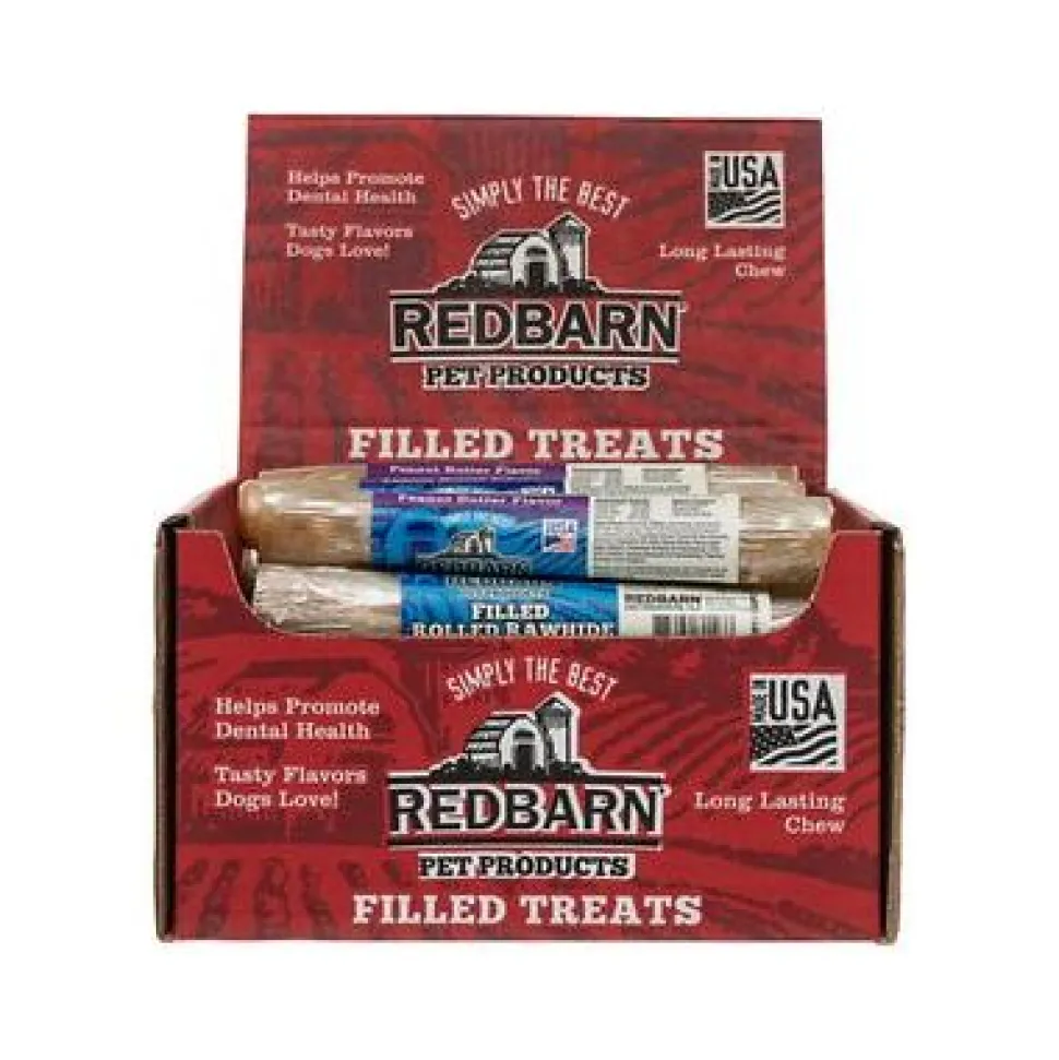 Red Barn Dog Filled Rawhide Peanut Butter Rawhide Dog Treats - 24 Count