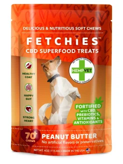 Reilly's Hempvet Fetchies CBD Superfood Peanut Butter Soft and Chewy Dog Treats - 4 Oz