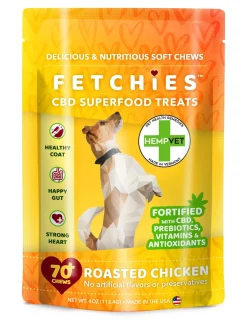 Reilly's Hempvet Fetchies CBD Superfood Chicken Soft and Chewy Dog Treats - 4 Oz