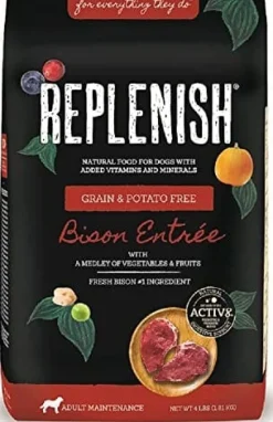 Replenish Grain-Free with Active 8 Dry Dog Food - Bison - 4 Lbs