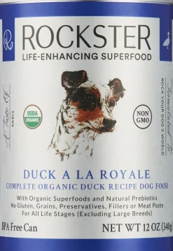 Rockster Duck a La Royale Premium Duck Organic Canned Dog Food - 12 Oz - Case of 12