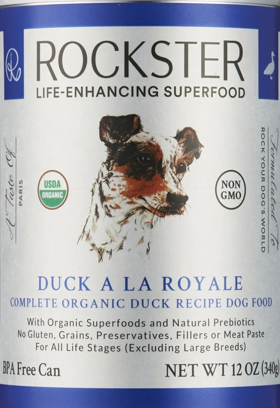 Rockster Duck a La Royale Premium Duck Organic Canned Dog Food - 12 Oz - Case of 12