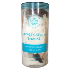 Savage Cat All-Natural Rabbit Strips and Chips Dehydrated Cat Treats - 3 Oz