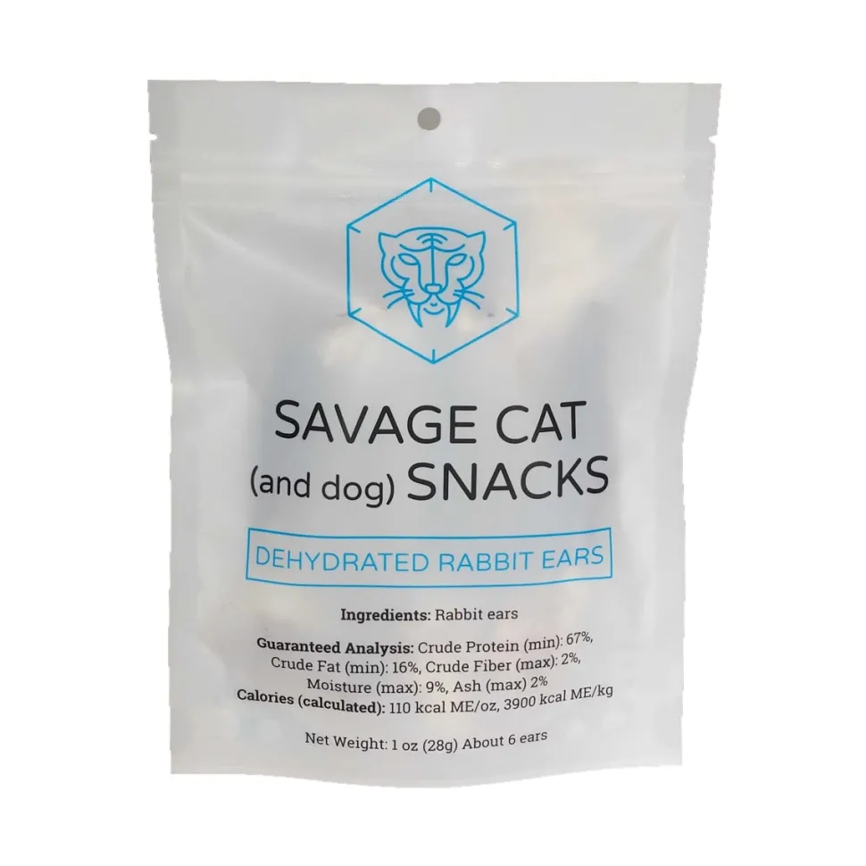 Savage Dog and Cat Dehydrated Treats Rabbit Ears - 1 Oz