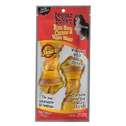 Savory Prime Beggar Bones Pork Skin, Chicken & Veggie Wraps Dog Treats - Medium - 2 Pack