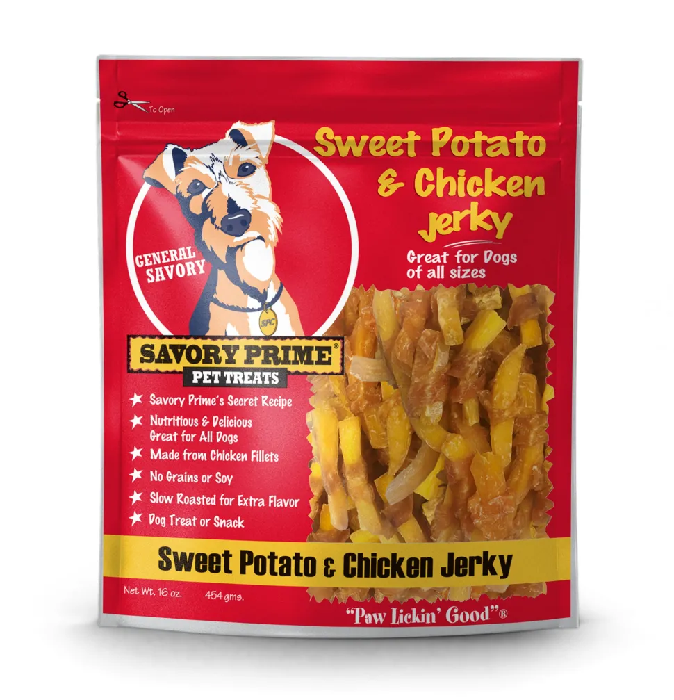 Savory Prime Jerky Treats Sweet Potato & Chicken - 16 Oz