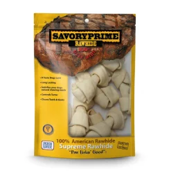 Savory Prime Supreme Knotted Rawhide Bones Bagged Natural - 4-5 in - 20 pk