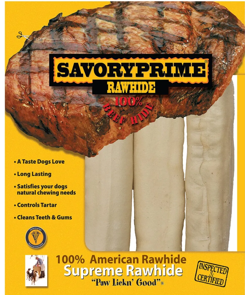 Savory Prime Supreme Rawhide Retriever Roll Natural - 6-7 in - 3 Pack