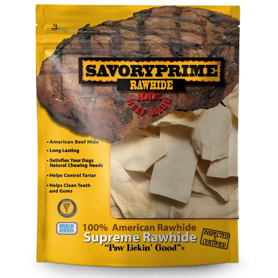 Savory Prime Supreme Rawhide Chips Natural - 16 Oz