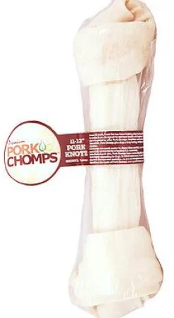 Scott Pet Pork-Chomps Pork Skin Baked Knotted Bone Natural Dog Chew Treat - 11-12" Inches