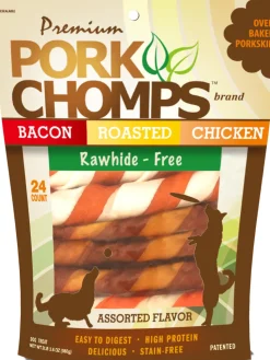 Scott Pet Pork-Chomps Rawhide-Free Twists Roasted Bacon and Chicken Natural Dog Chew Treats - Assorted - 24 Count