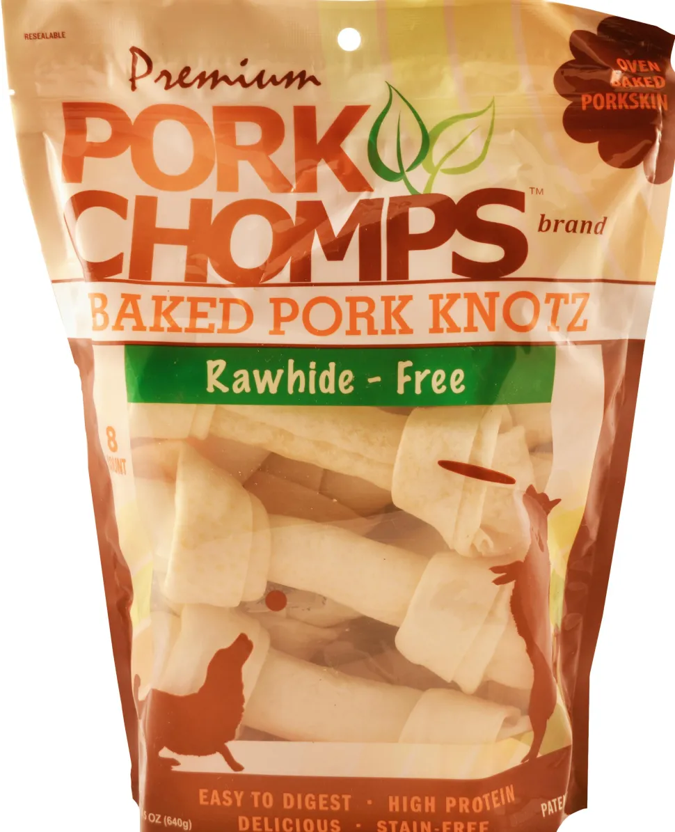 Scott Pet Pork-Chomps Rawhide-Free Baked Pork Knotz Natural Dog Chew Treats - 8 Count