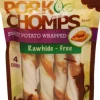 Scott Pet Pork-Chomps Sweet Potato Wrapped Pork Twists Natural Dog Chews - Large - 4 Count