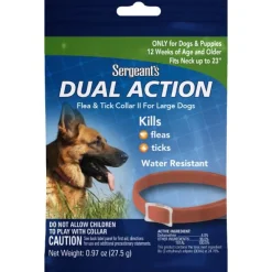 Sergeant's Dual-Action Flea and Tick Collar II for Large Dogs - Up to 23" Inch Neck Girths