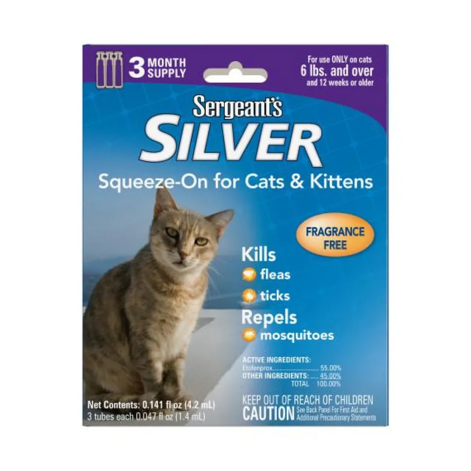 Sergeant's Flea and Tick Silver Squeeze On for Cats Over 5 Lbs - 3 Count