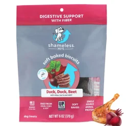 Shameless Pets Duck and Beet Flavor Soft Baked and Chewy Dog Biscuits Treats - 6 Oz - Case of 6