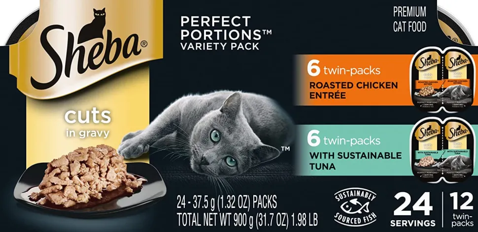 Sheba Perfect Portions Mixed Cuts Chicken/Tuna Twin Multi-Pack Wet Cat Food - 2.65 oz - Case of 12
