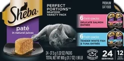 Sheba Perfect Portions Pate Seafood Diet Twin Multi-Pack Wet Cat Food - 2.65 oz - Case of 24