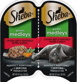 Sheba Perfect Portions Twin Pack Multi-Pack Chk Veg and Chicken, Beef, Vegetables Wet Cat Food - 2.64 oz - Case of 24