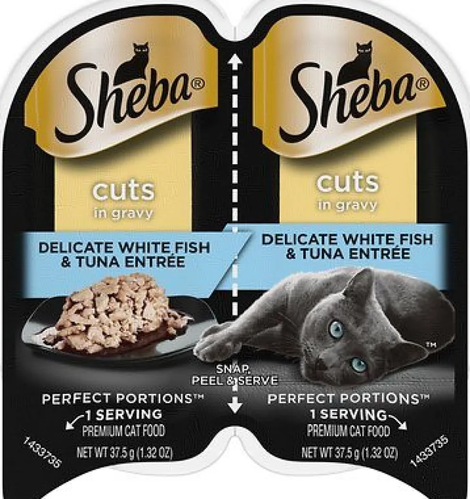 Sheba Premium Pate Twin Pack Whitefish & Tuna Entrée Wet Cat Food - 2.65 oz - Case of 24