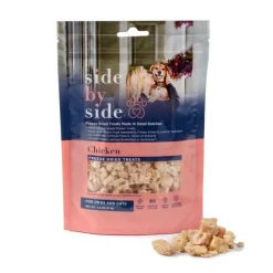 Side By Side Small Batch Freeze Dried Chicken Cubes Dog Treats