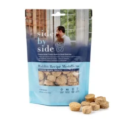 Side By Side Small Batch Cooling Feeze Dried Rabbit Medallion Treats for Dogs & Cats