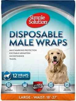 Simple Solution Disposable Male Wrap Dog Diapers - Large - 12Pk
