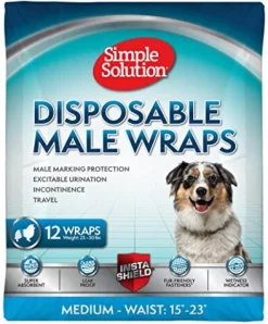 Simple Solution Disposable Male Wrap Dog Diapers - Medium - 12 Pack