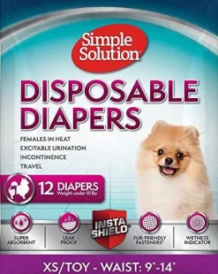 Simple Solution Disposable Dog Diapers - Extra Small - 12 Pack