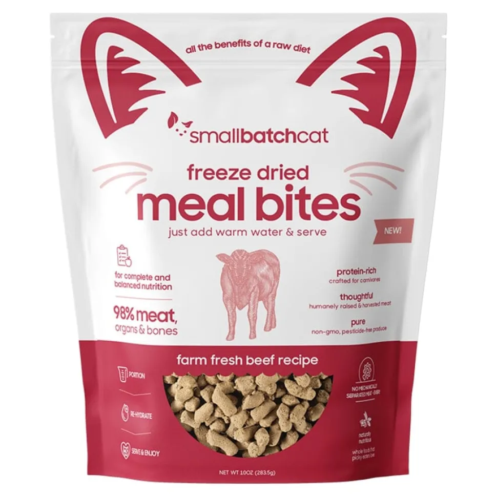 Small Batch Premium Meal Bites Beef Recipe Freeze-Dried Cat Food - 10 Oz
