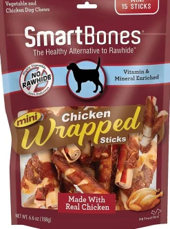 Smartbones Chicken Wrapped Sticks Dog Dental and Hard Chews - Chicken - Mini - 15 Pack